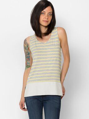 NWT Amour Vert Women's Candela Tank Top Yellow Stripe Size XS